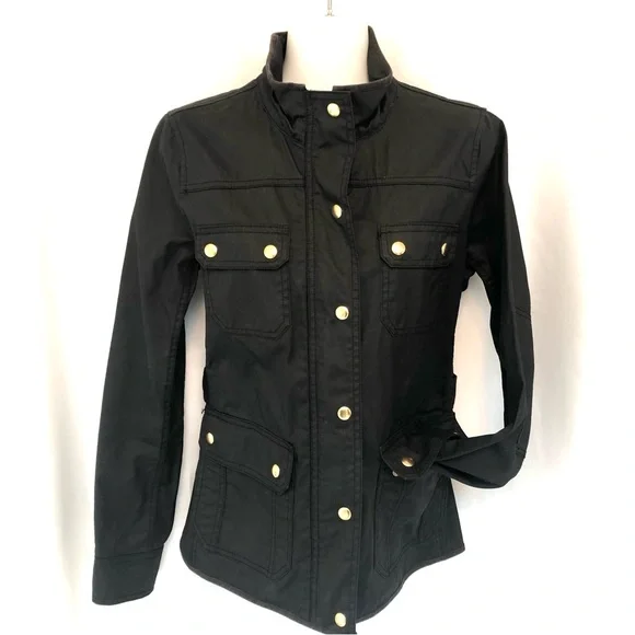 J CREW Black Cotton Relaxed Boyfriend Field Utility Jacket - Picture 2 of 11